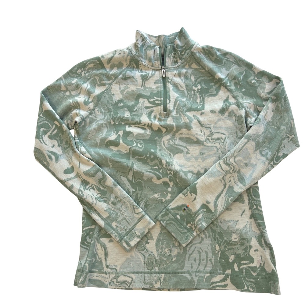 Smartwool Merino 250 Base Layer 1/4 Zip Top Sage Green Marble XL SW016375